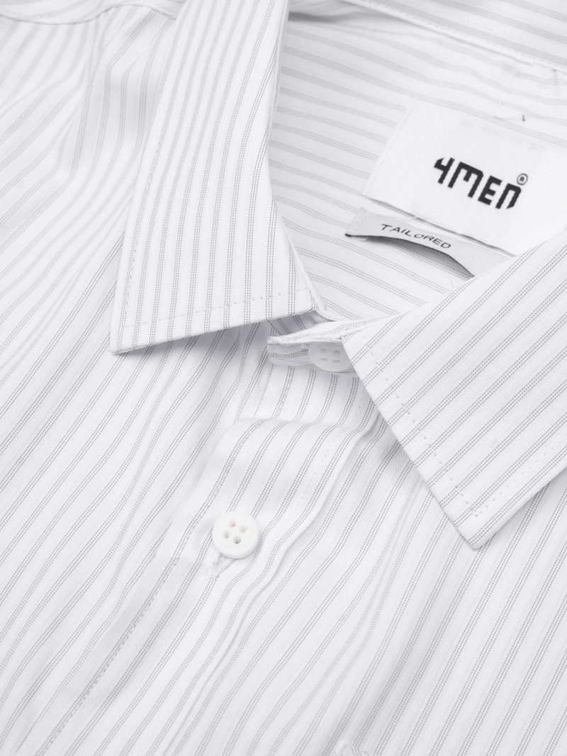 Áo Sơ Mi Sọc Hạn Chế Nhăn Wrinkle X Thêu Chữ M Form Tailored SM177 Sọc Đen