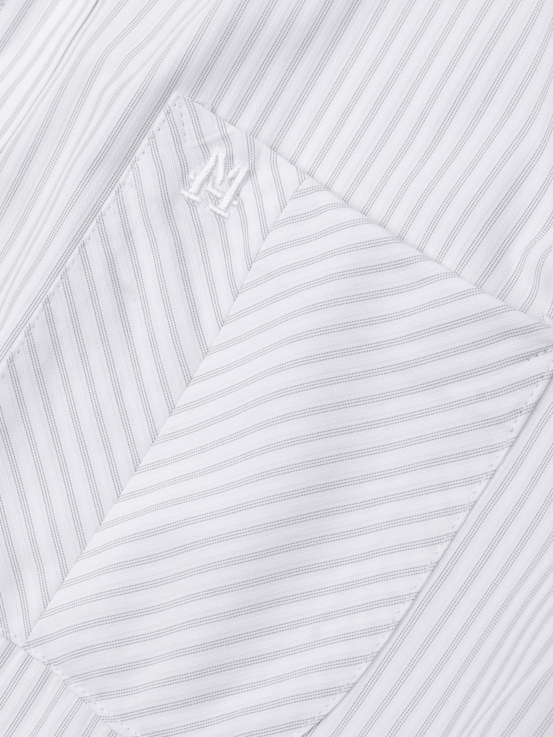 Áo Sơ Mi Sọc Hạn Chế Nhăn Wrinkle X Thêu Chữ M Form Tailored SM177 Sọc Đen