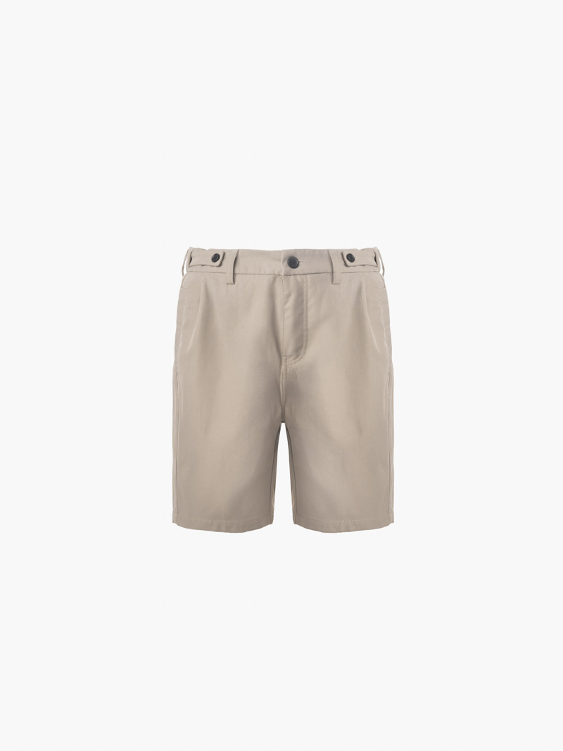 Quần Short Kaki Sidetab Xếp Ly Form Regular QS069 Màu Be