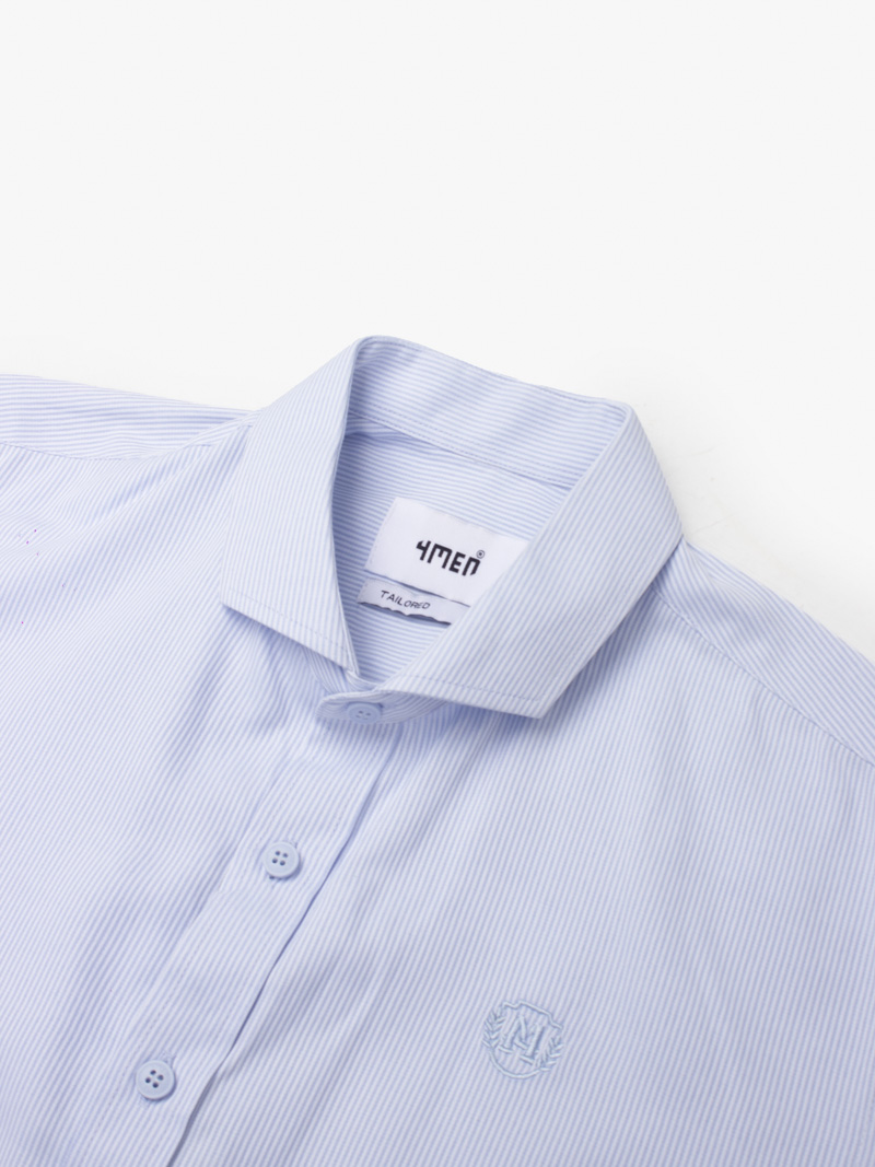 Áo Sơ Mi Sọc Thêu Huy Hiệu M Form Tailored SM180 Sọc Xanh Biển
