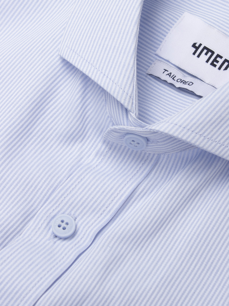 Áo Sơ Mi Sọc Thêu Huy Hiệu M Form Tailored SM180 Sọc Xanh Biển