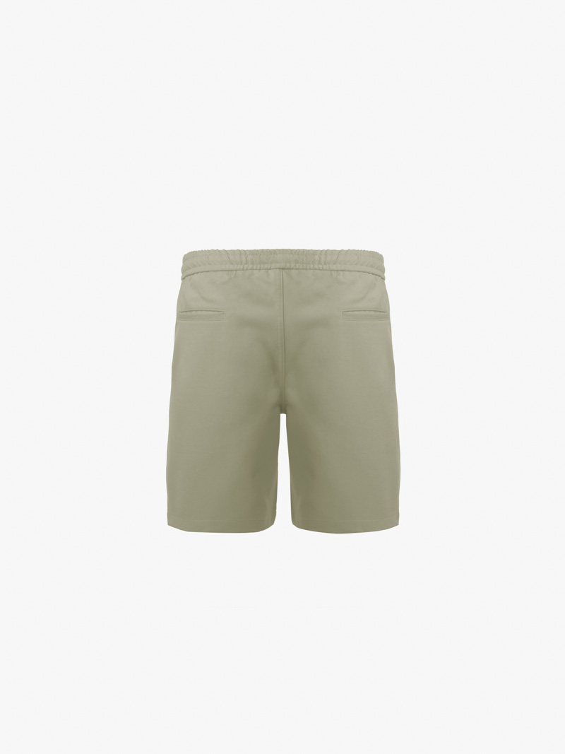 Quần Short Kaki Lưng Thun Gắn Nhãn Trang Trí Form Straight QS067 Màu Be Nhạt