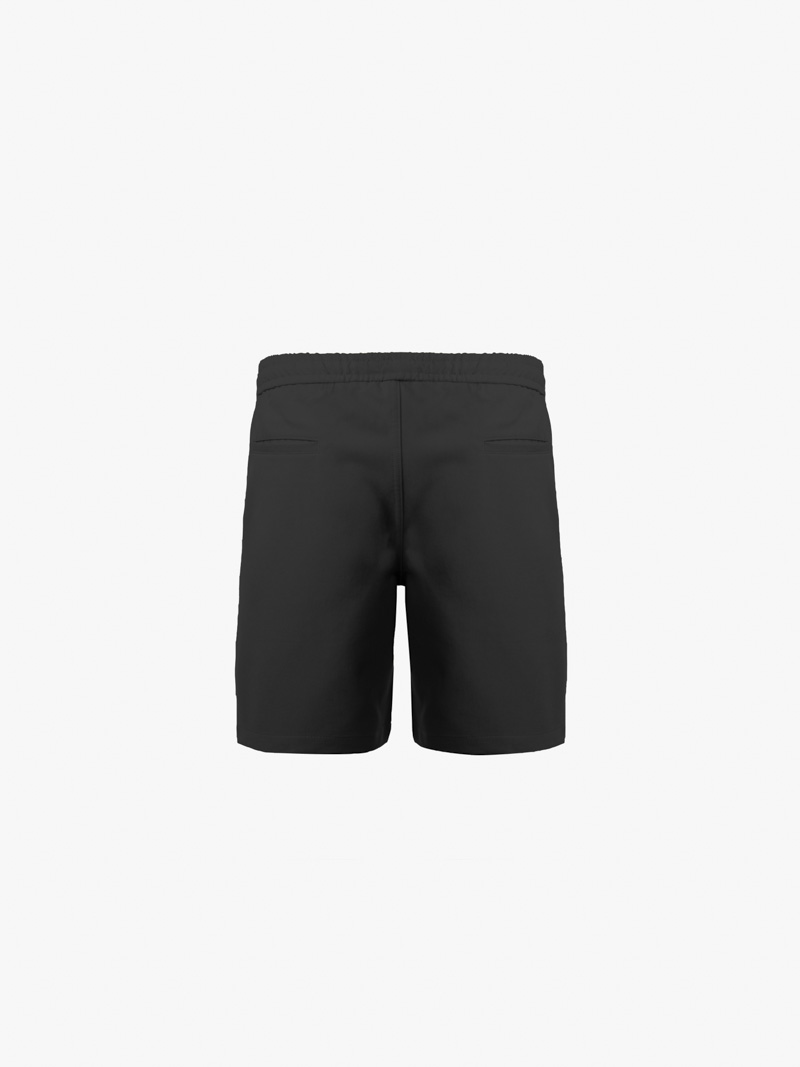 Quần Short Kaki Lưng Thun Gắn Nhãn Trang Trí Form Straight QS067 Màu Đen