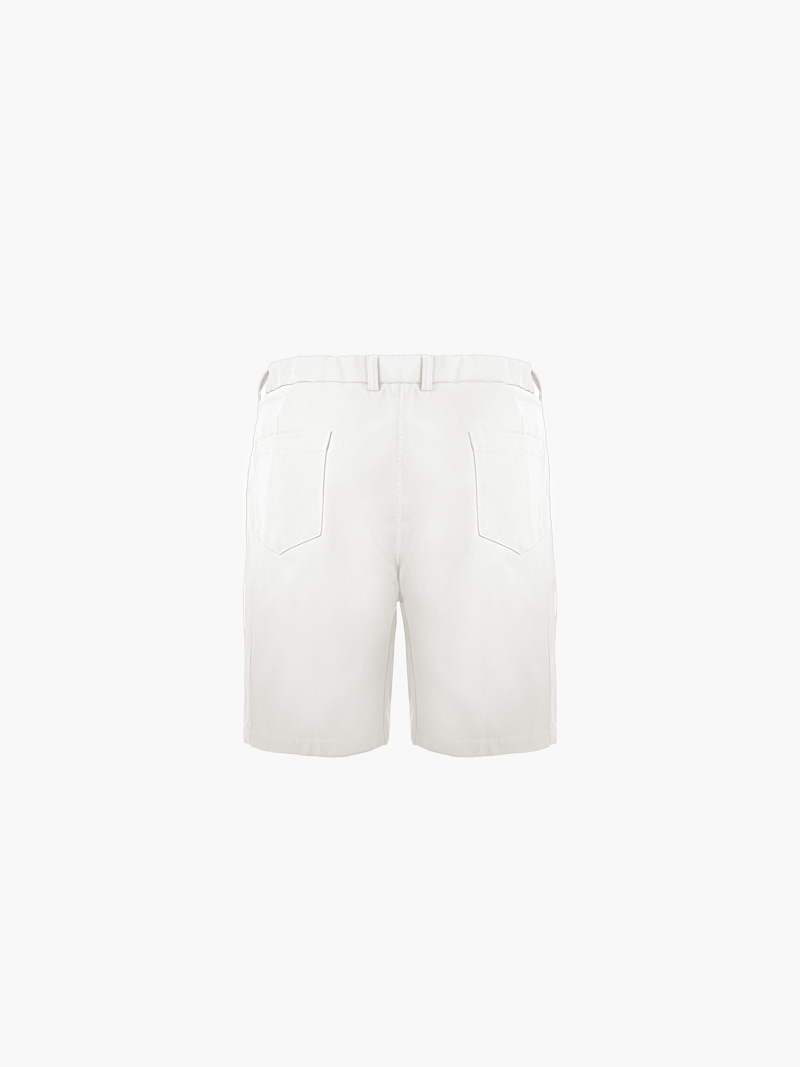 Quần Short Kaki Sidetab Xếp Ly Form Regular QS069 Màu Trắng
