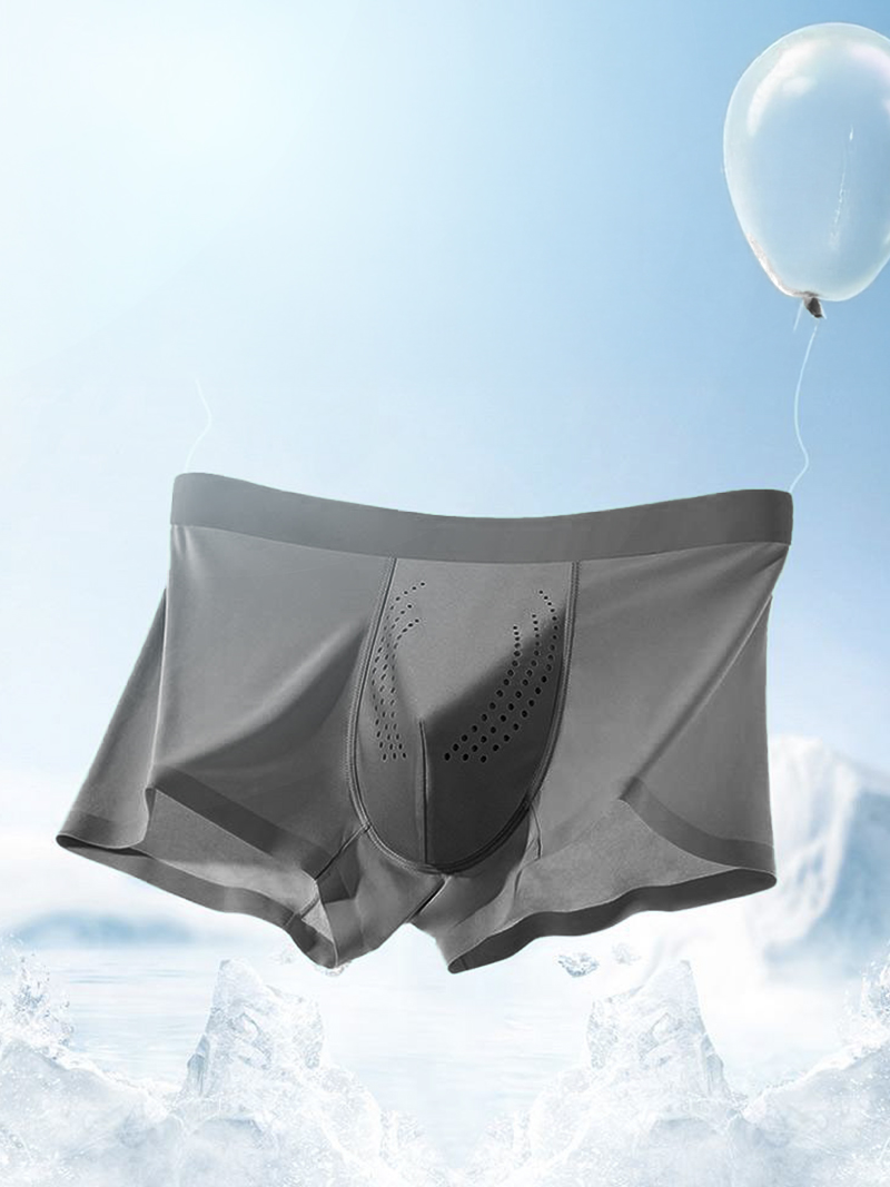 Quần Boxer Lụa Băng Đục Lỗ Thoáng Khí QL067 Màu Đen