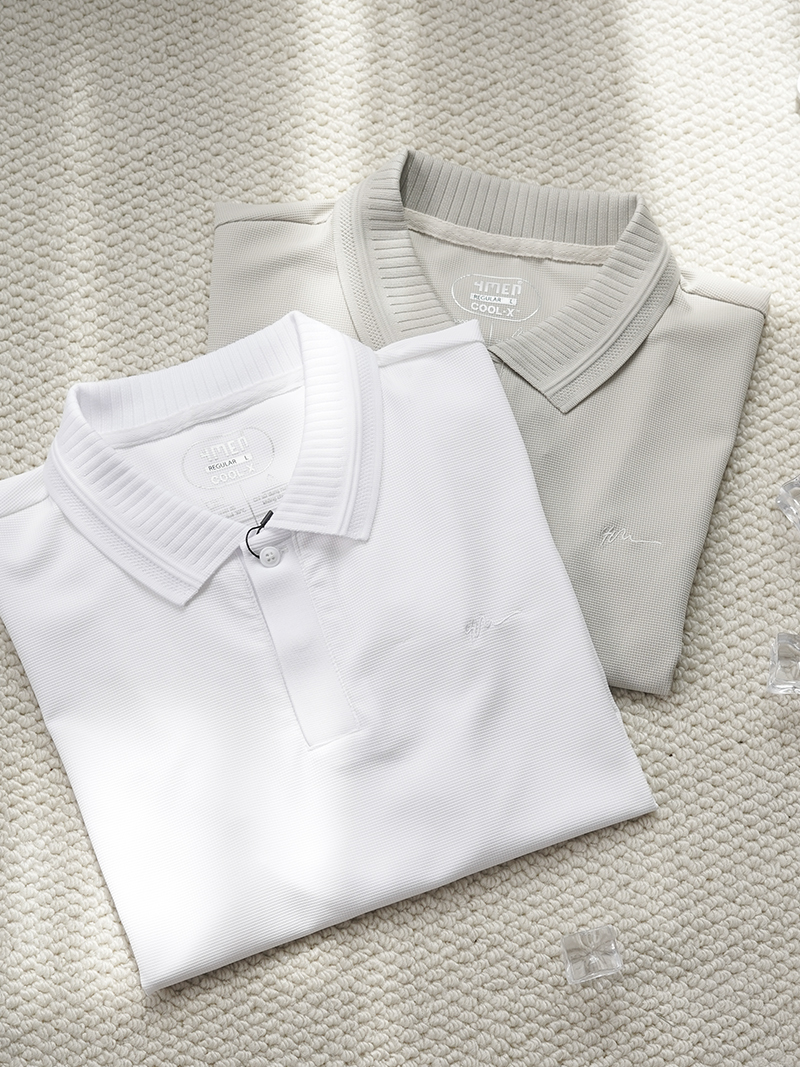 Áo Polo Cool-X Thêu Logo Tròn 4M Form Regular PO167 Màu Trắng