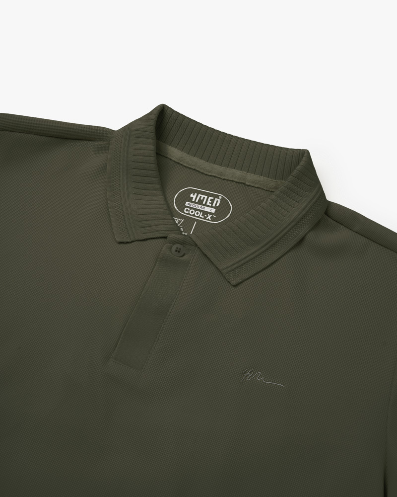 Áo Polo Cool-X Thêu Logo Tròn 4M Form Regular PO167 Màu Nâu