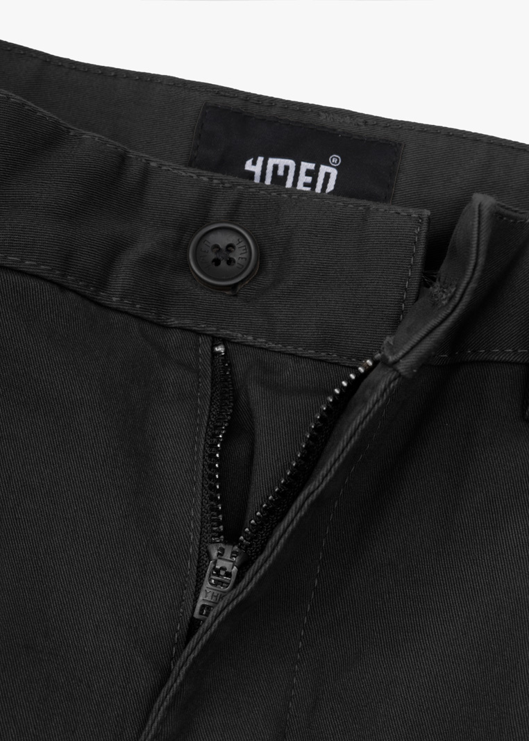 Quần Short Kaki Diễu 2 Bên Miệng Túi Form Straight QS074 Màu Đen