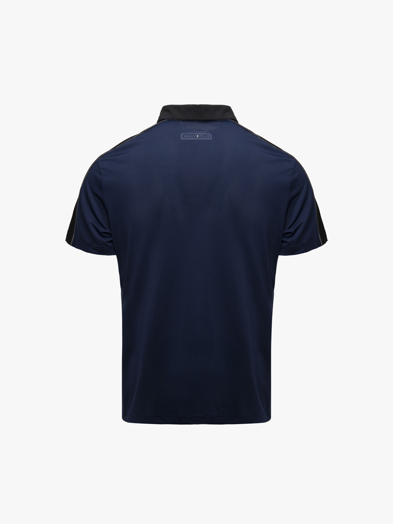 Áo Polo Thể Thao Phối In Logo 4MEN Club Sau Lưng Form Regular PO169 Màu Xanh Đen