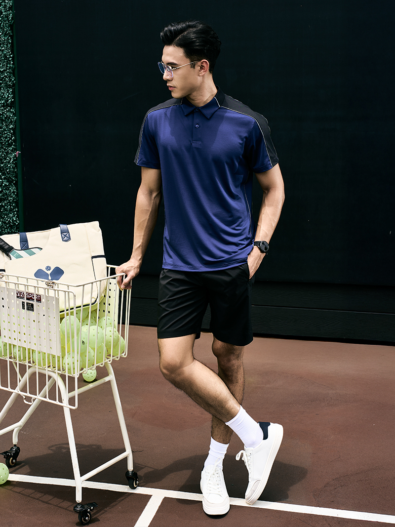 Áo Polo Thể Thao Phối In Logo 4MEN Club Sau Lưng Form Regular PO169 Màu Xanh Đen