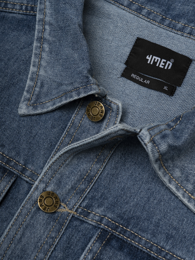 Áo Khoác Jean Trơn Túi Hộp 2 Bên Form Regular AK077 Màu Xanh Biển Đậm