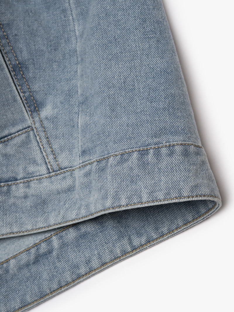 Áo Khoác Jean Trơn Túi Hộp 2 Bên Form Regular AK077 Màu Xanh Biển Nhạt