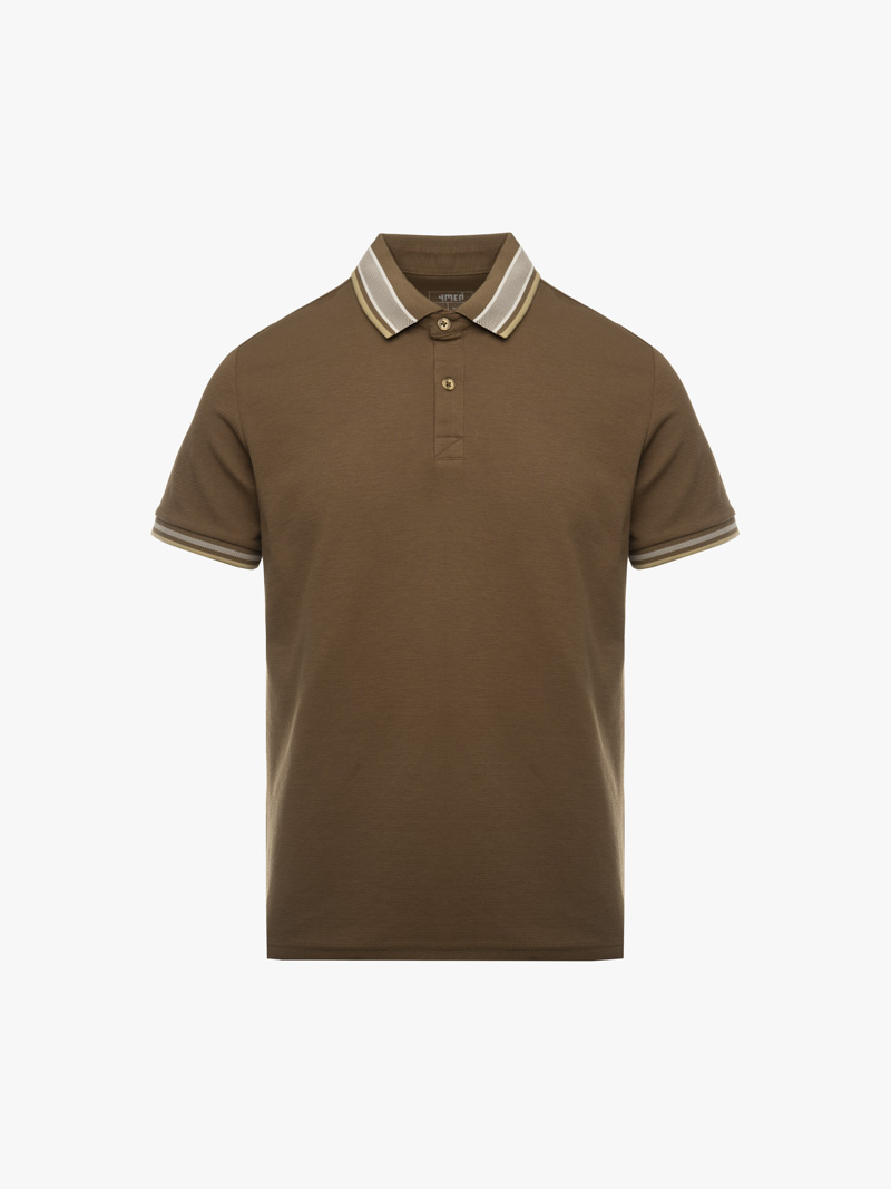 Áo Polo Cổ Phối Màu Form Regular PO172 Màu Nâu