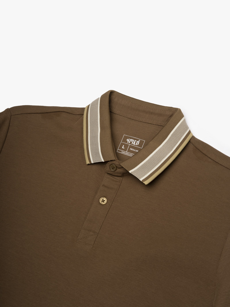 Áo Polo Cổ Phối Màu Form Regular PO172 Màu Nâu