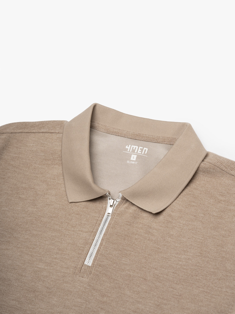 Áo Polo Dệt Kim Dây Kéo Form Slimfit PO174 Màu Nâu Nhạt