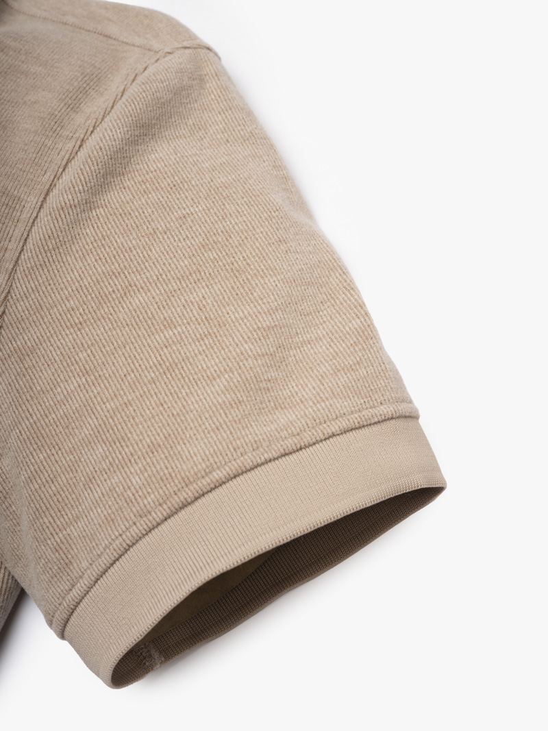 Áo Polo Dệt Kim Dây Kéo Form Slimfit PO174 Màu Nâu Nhạt