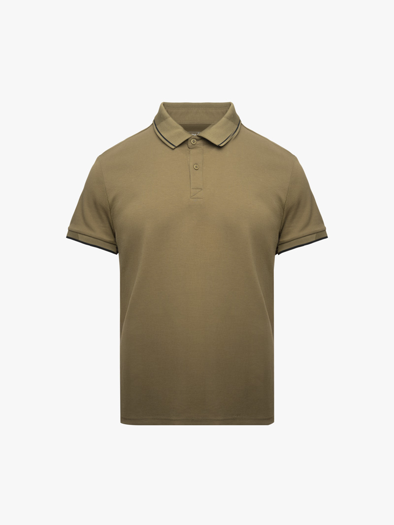 Áo Polo Phối Bo Cổ Dệt Mè Form Regular PO173 Màu Rêu