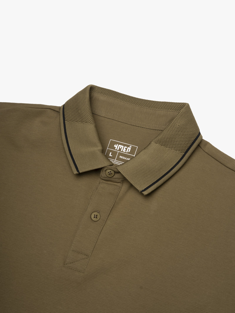 Áo Polo Phối Bo Cổ Dệt Mè Form Regular PO173 Màu Rêu