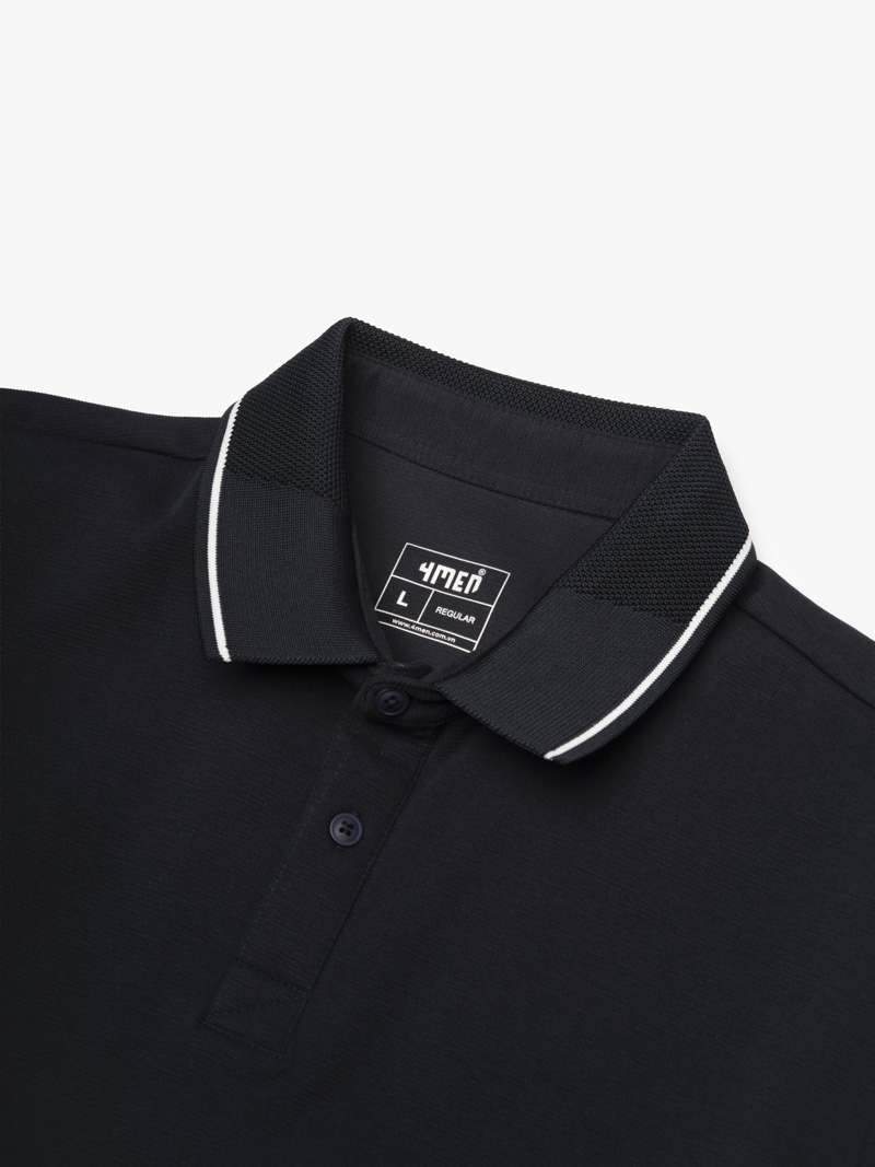 Áo Polo Phối Bo Cổ Dệt Mè Form Regular PO173 Màu Xanh Đen