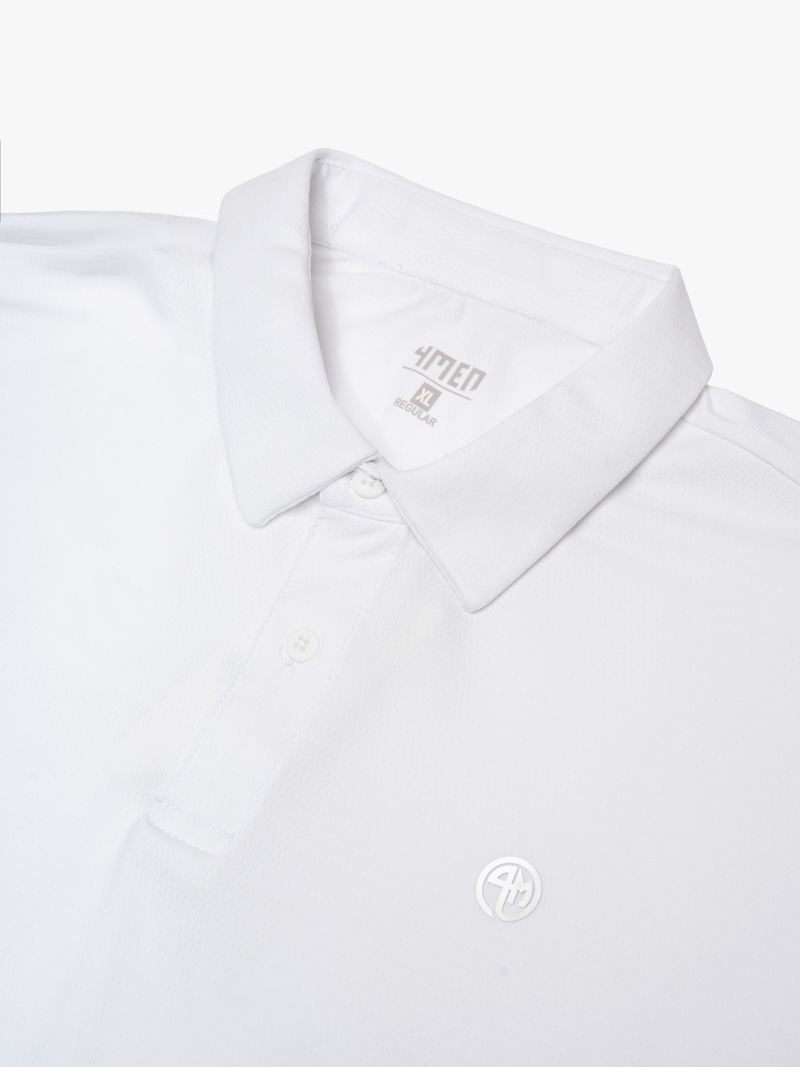 Áo Polo Thể Thao In Logo 4M Tròn Form Regular PO171 Màu Trắng