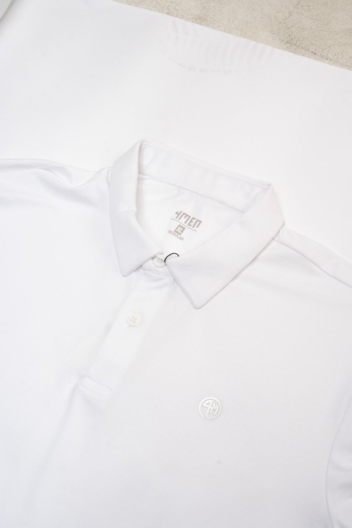 Áo Polo Thể Thao In Logo 4M Tròn Form Regular PO171 Màu Trắng
