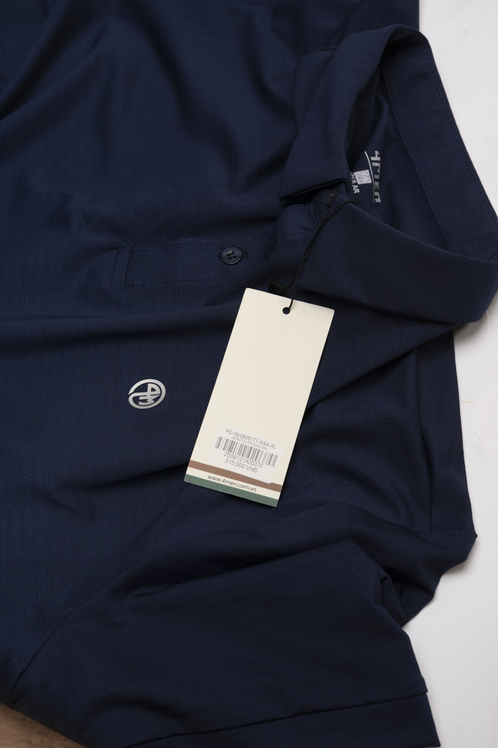 Áo Polo Thể Thao In Logo 4M Tròn Form Regular PO171 Màu Xanh Đen