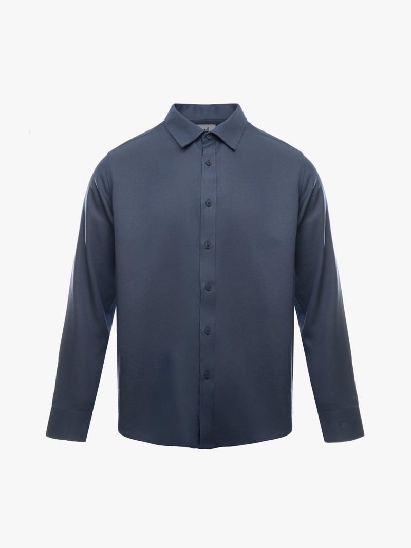 Áo Sơ Mi Denim Thêu Just Breath Form Regular SM196 Màu Xanh Biển Đậm