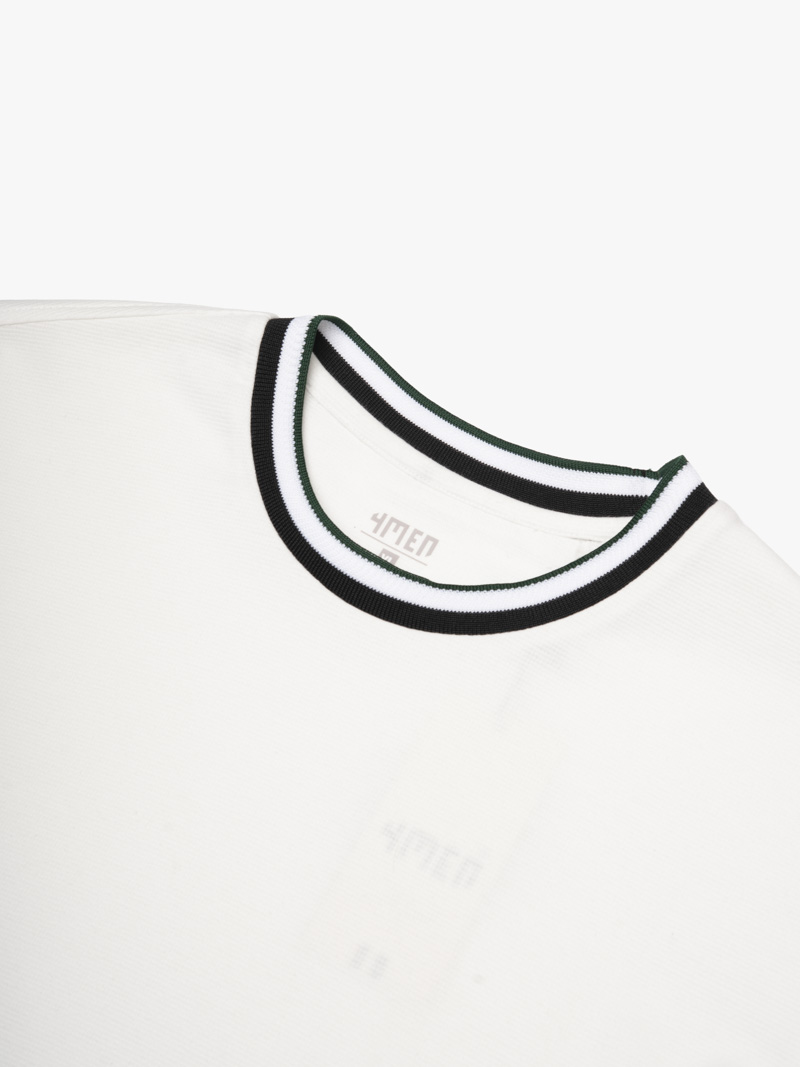 Áo Thun Cổ Tròn Phối Bo Form Regular AT180 Màu Trắng