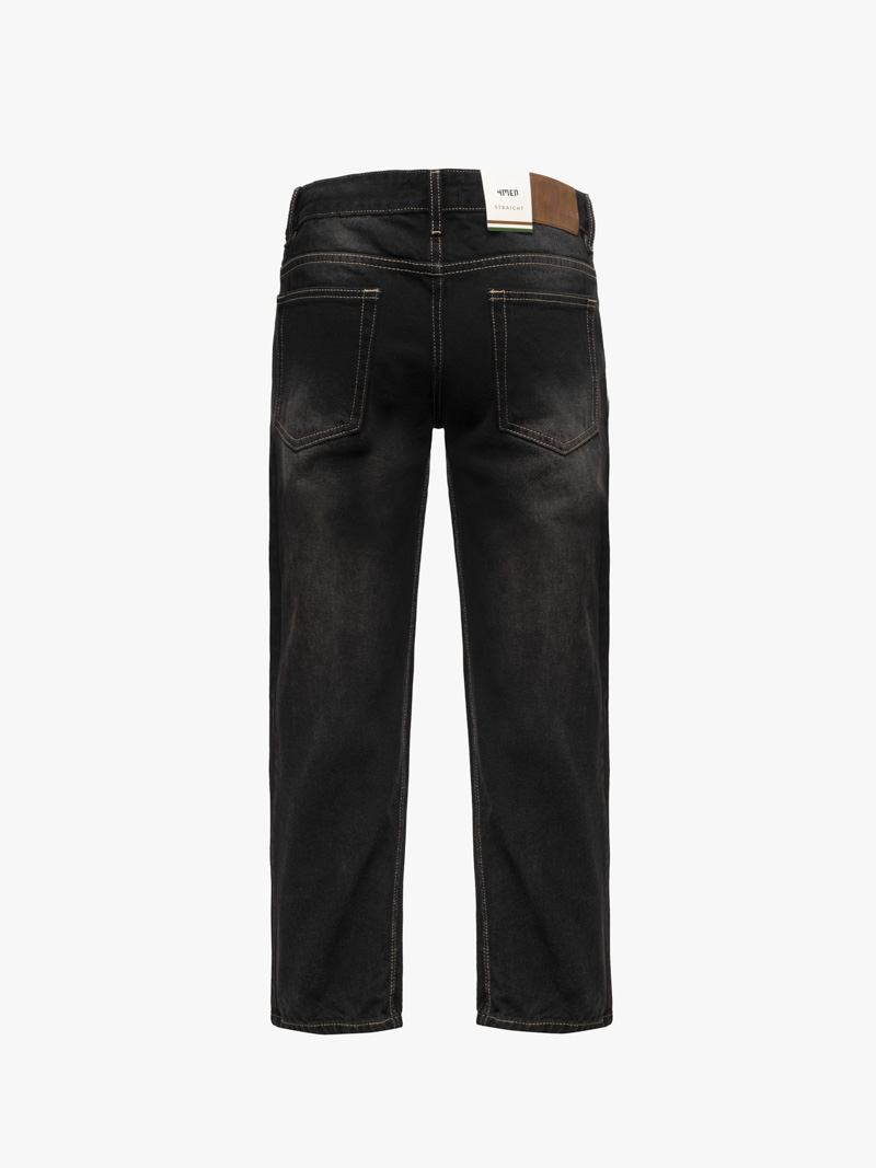 Quần Jean Rã Diễu Thêu Chữ Just Breath Form Straight QJ119 Màu Đen