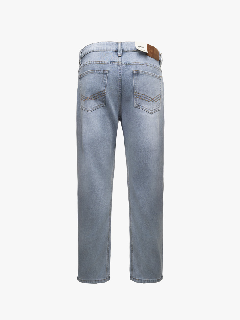 Quần Jean Rã Diễu Thêu Huy hiệu 4MEN Form Regular QJ120 Màu Xanh Biển Nhạt