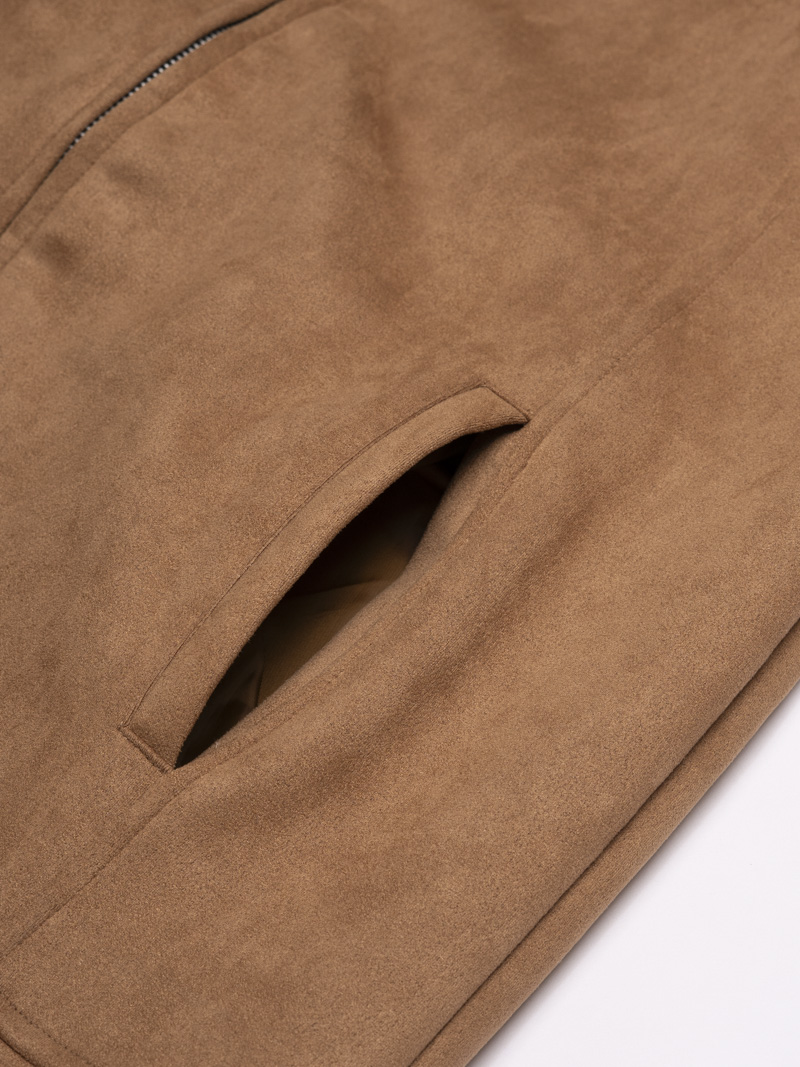 Áo Khoác Da Lộn Dây Kéo Form Regular AK079 Màu Bò