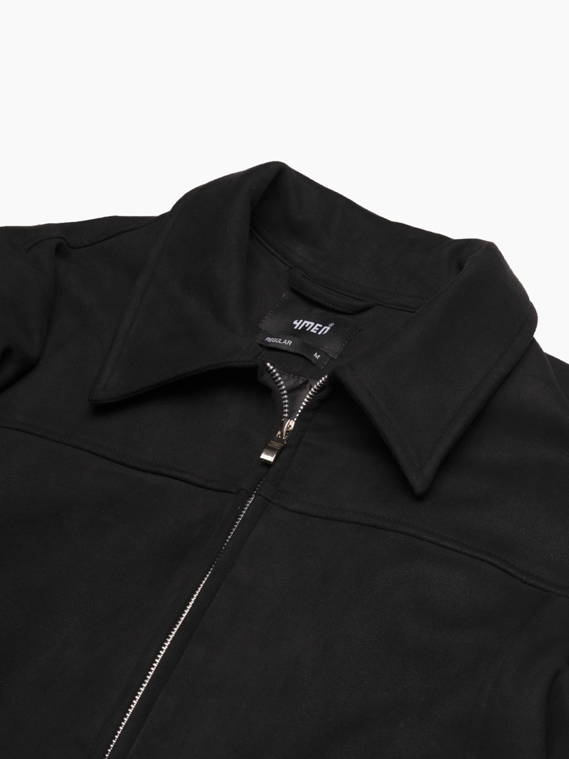 Áo Khoác Da Lộn Dây Kéo Form Regular AK079 Màu Đen