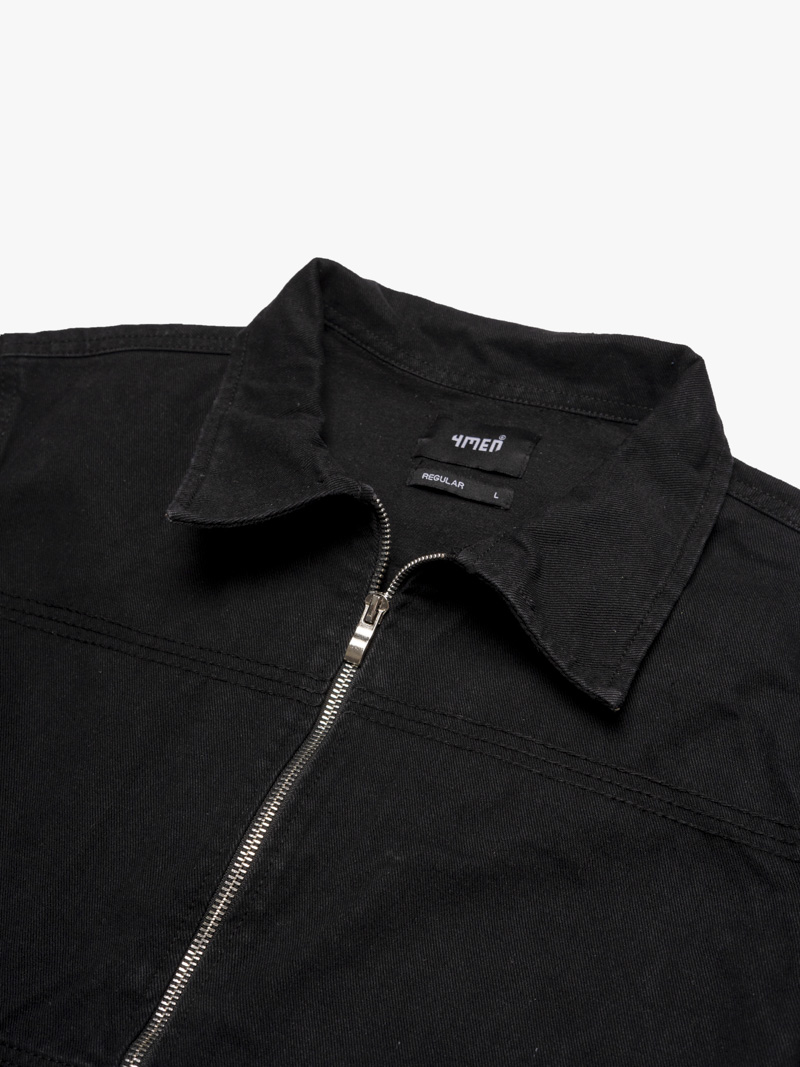 Áo Khoác Jean Trơn Dây Kéo Form Regular AK076 Màu Đen