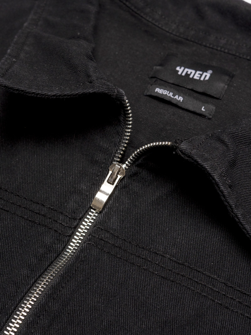 Áo Khoác Jean Trơn Dây Kéo Form Regular AK076 Màu Đen