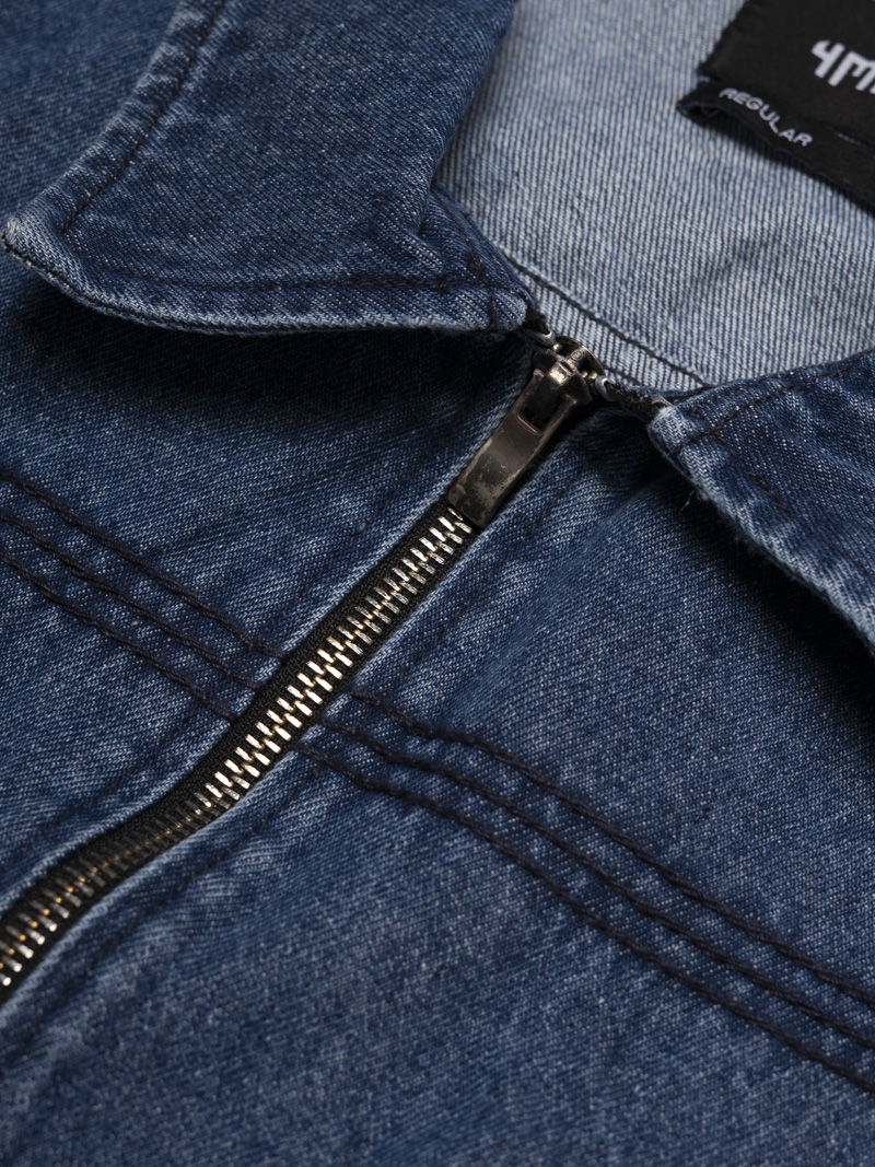 Áo Khoác Jean Trơn Dây Kéo Form Regular AK076 Màu Xanh