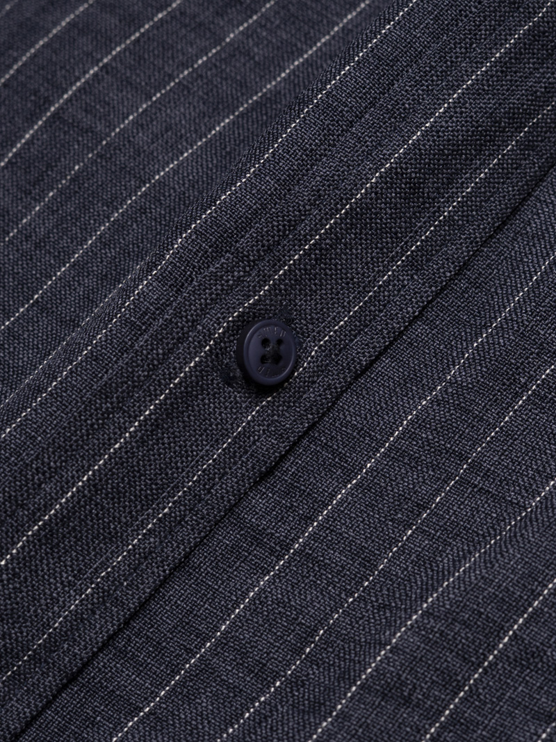 Áo Sơ Mi Sọc Tay Ngắn Thêu Logo M Form Regular SM198 Màu Sọc Xanh Đen