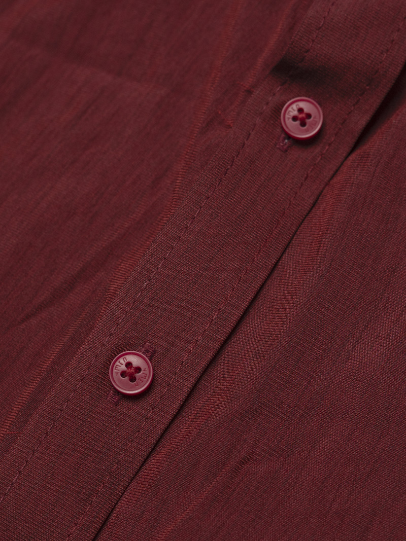 Áo Sơ Mi Tay Dài Linen Trơn Form Regular SM199 Màu Đỏ Đô