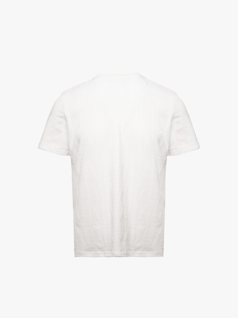 Áo Thun Dệt Kim Họa Tiết Form Slimfit AT182 Màu Trắng