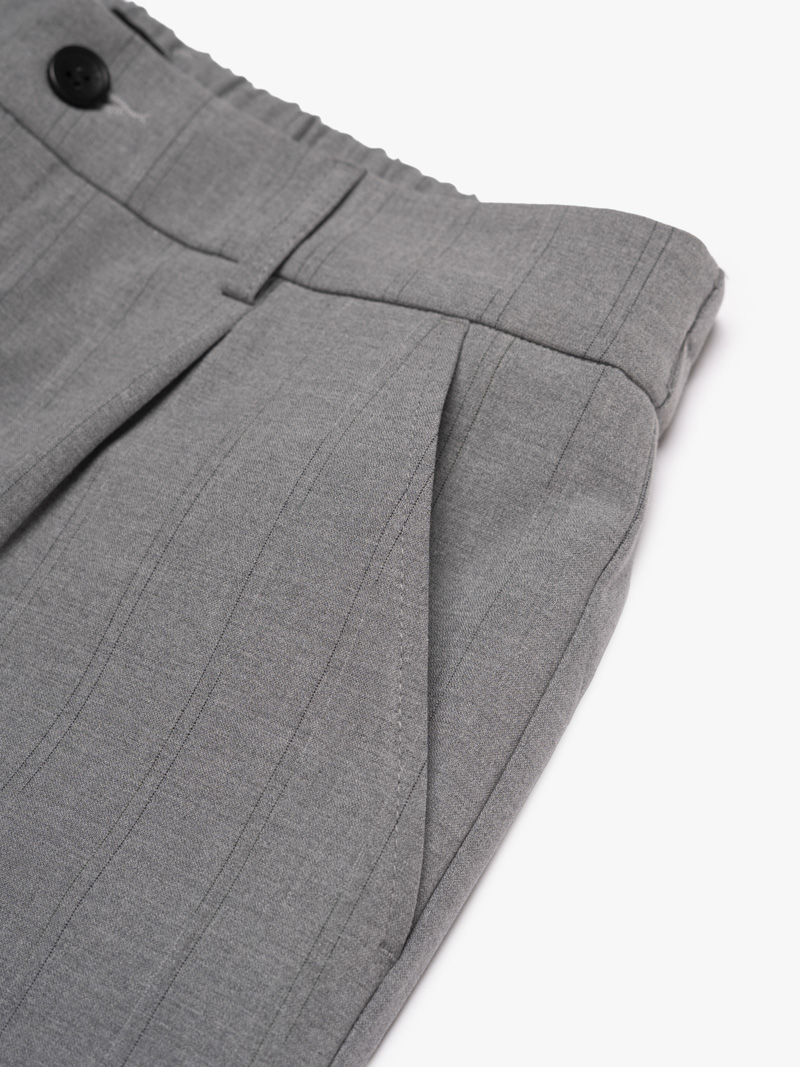 Quần Tây Sọc Vải Rayon Lưng Thun Form Regular QT072 Màu Sọc Xám