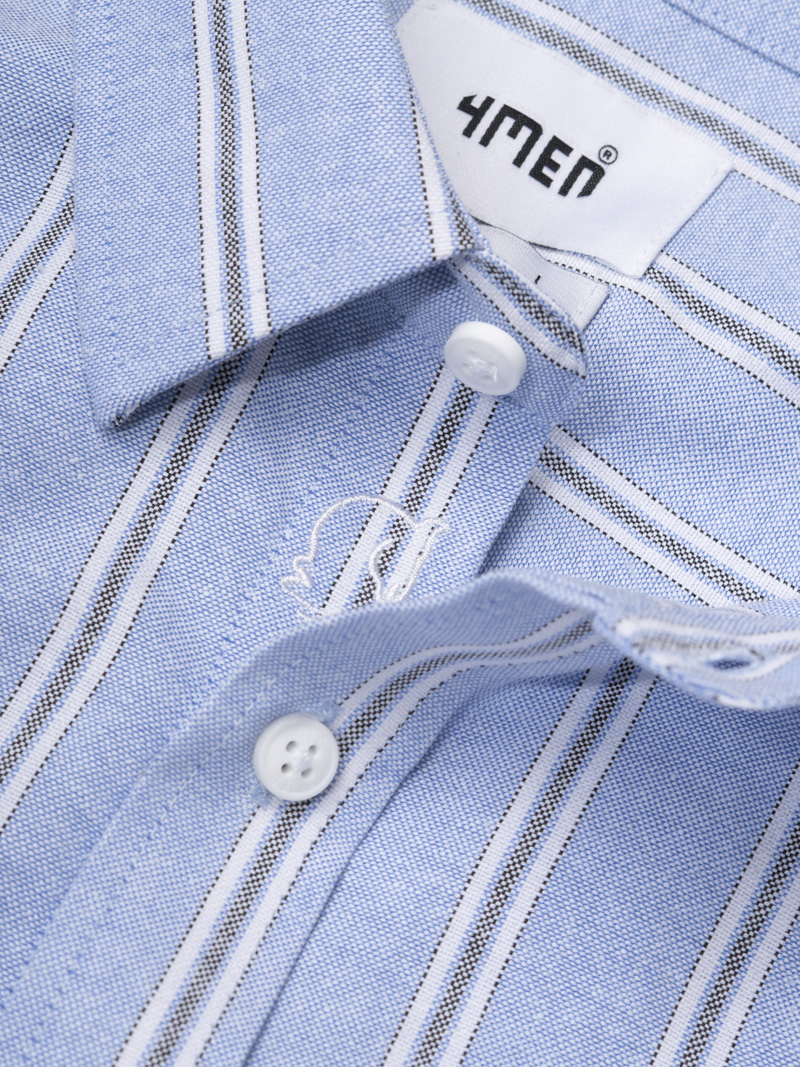 Áo Sơ Mi Sọc Thêu Logo Ngựa Form Regular SM202 Màu Sọc Xanh Biển