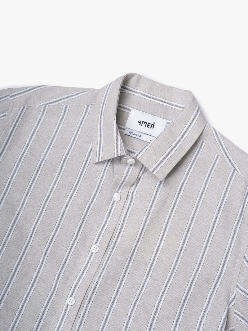 Áo Sơ Mi Sọc Thêu Logo Ngựa Form Regular SM202 Màu Sọc Xám