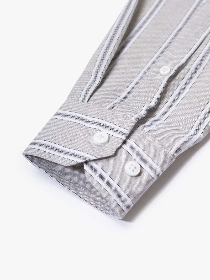 Áo Sơ Mi Sọc Thêu Logo Ngựa Form Regular SM202 Màu Sọc Xám