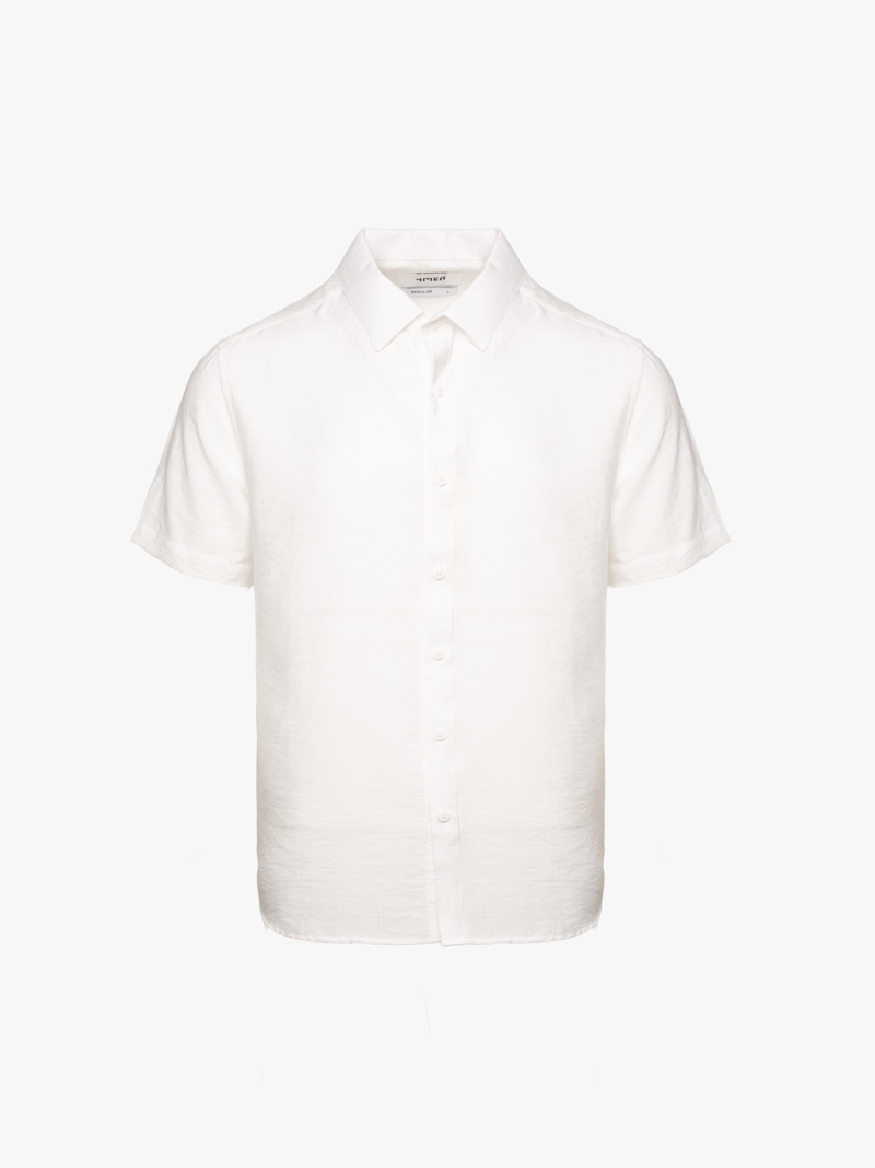Áo Sơ Mi Linen Xước Ngắn Tay Form Regular SM203 Màu Trắng