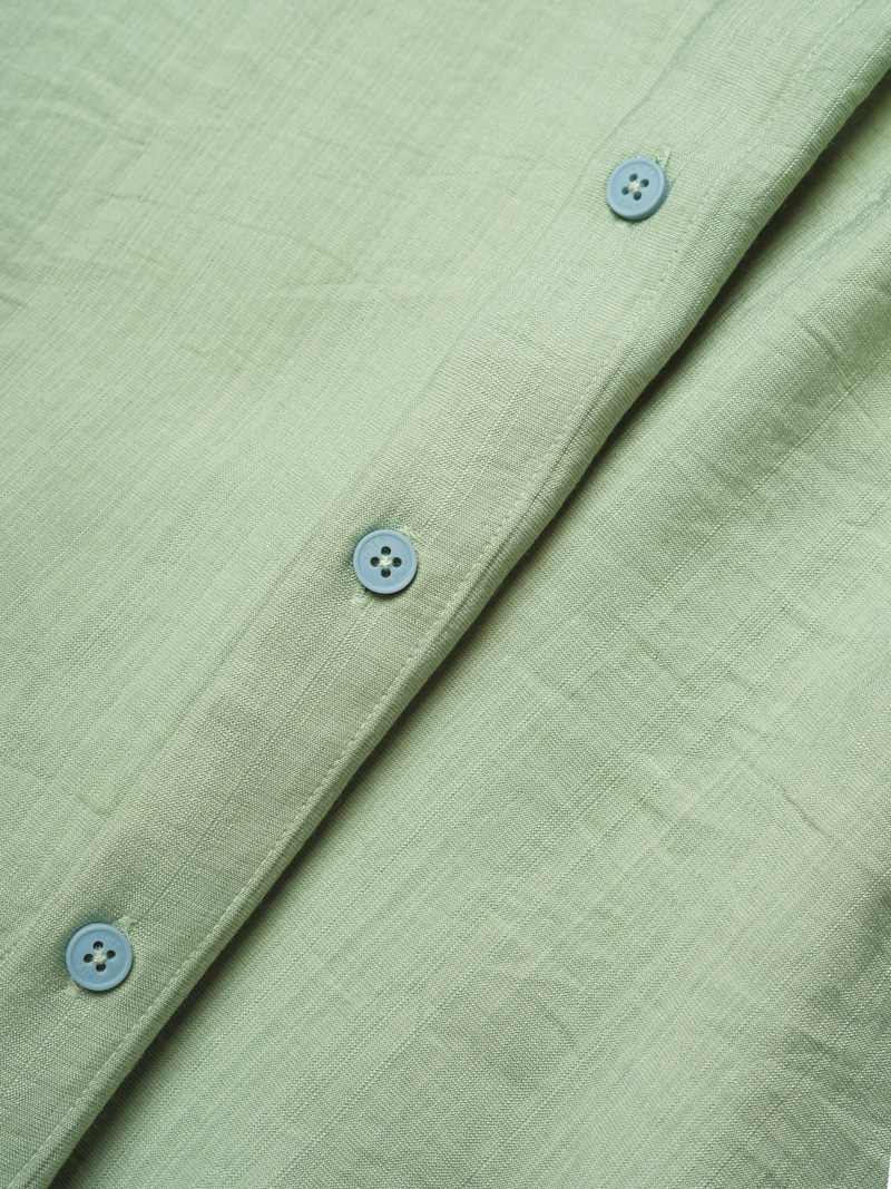 Áo Sơ Mi Linen Xước Ngắn Tay Form Regular SM203 Xanh Bạc Hà