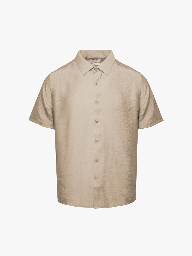 Áo Sơ Mi Linen Xước Ngắn Tay Form Regular SM203 Màu Nâu