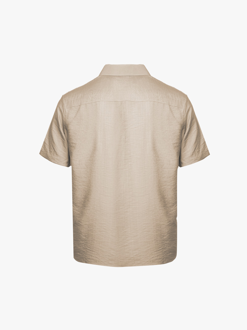 Áo Sơ Mi Linen Xước Ngắn Tay Form Regular SM203 Màu Nâu