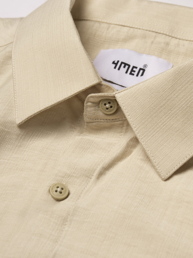 Áo Sơ Mi Linen Xước Ngắn Tay Form Regular SM203 Màu Be