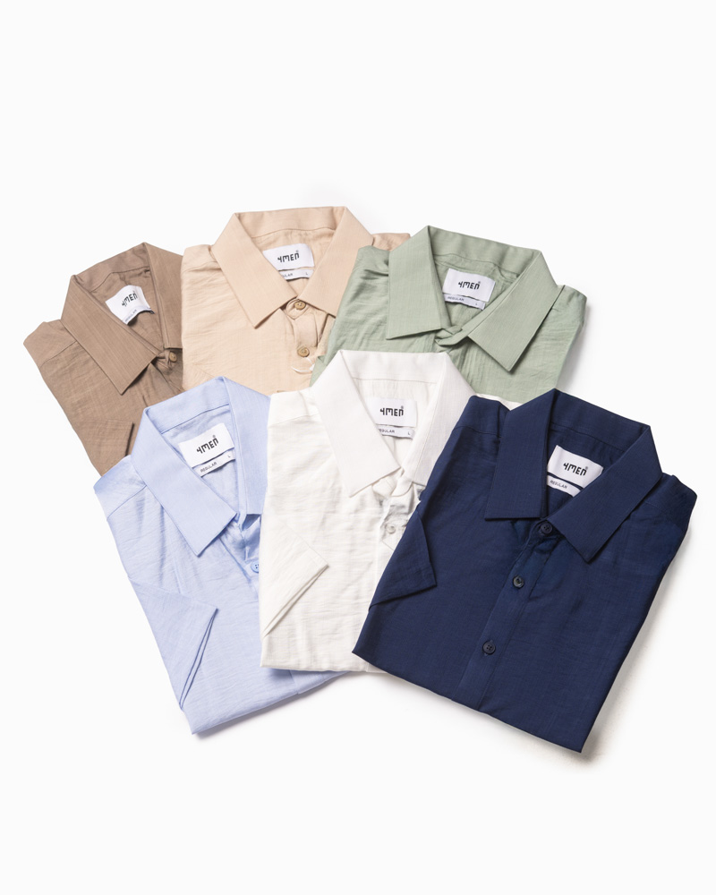 Áo Sơ Mi Linen Xước Ngắn Tay Form Regular SM203 Màu Nâu