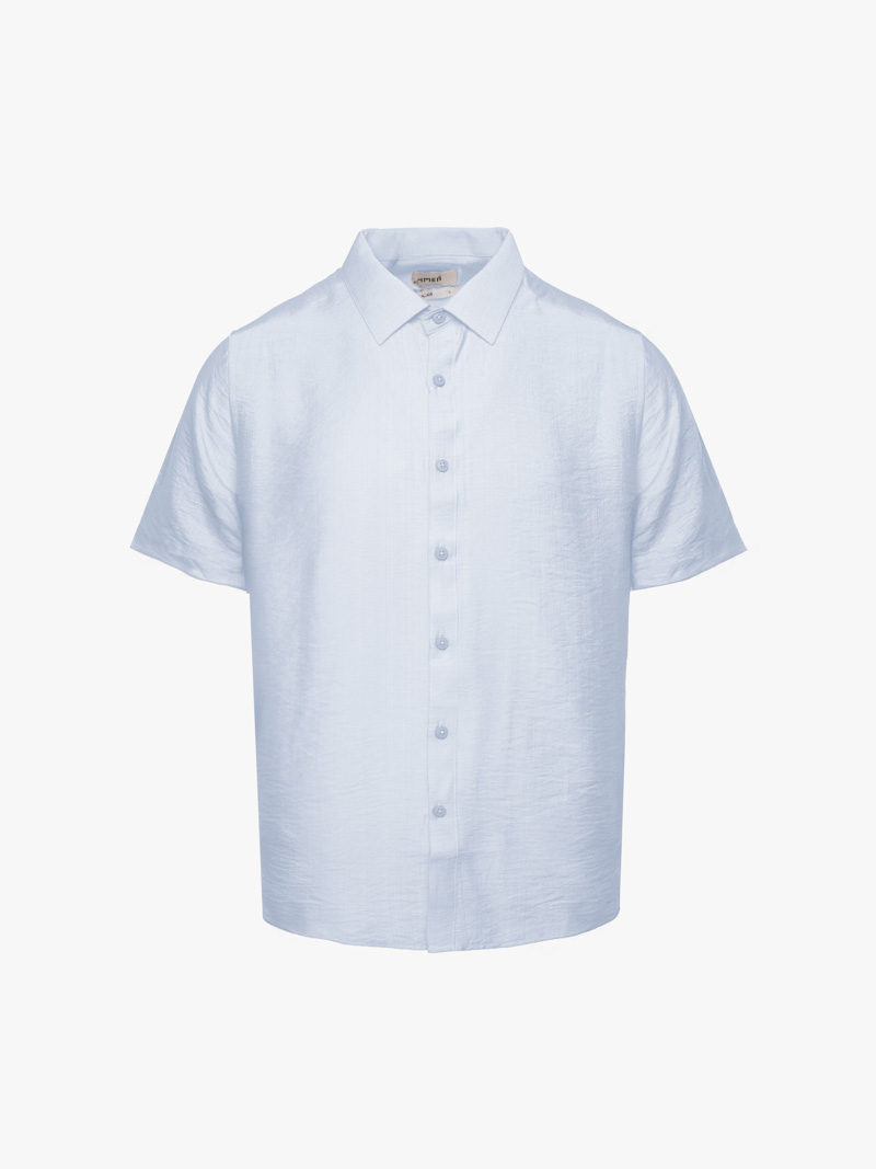 Áo Sơ Mi Linen Xước Ngắn Tay Form Regular SM203 Xanh Biển