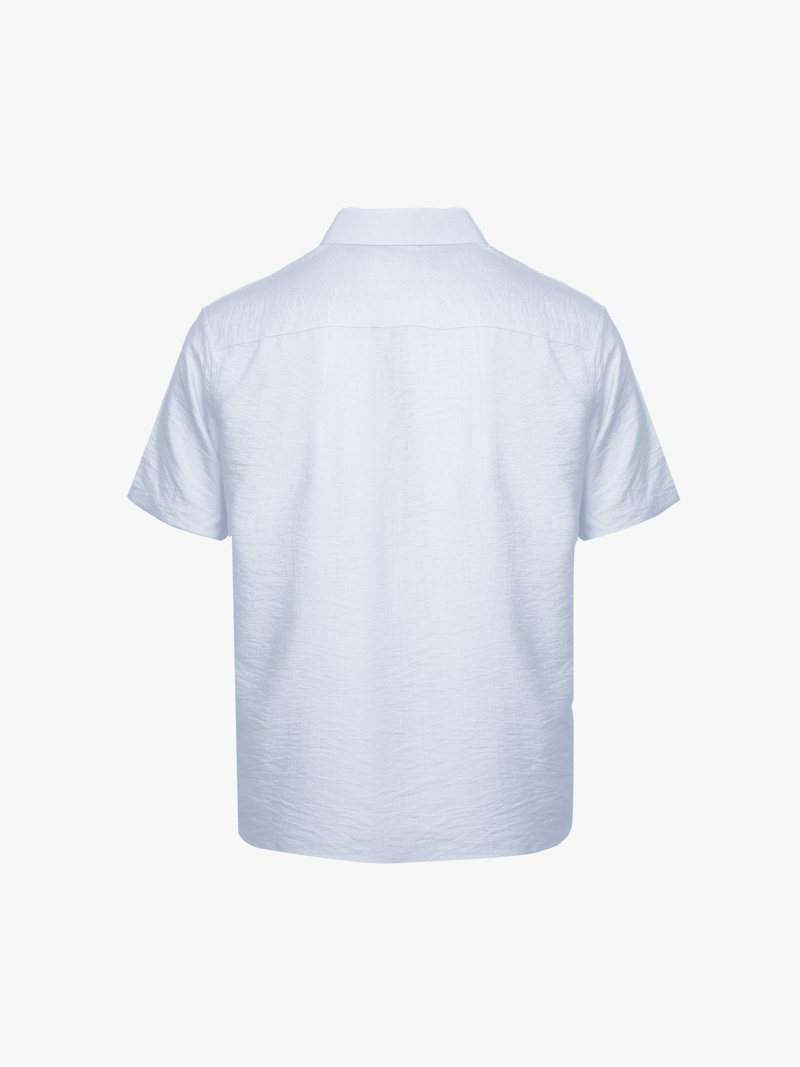 Áo Sơ Mi Linen Xước Ngắn Tay Form Regular SM203 Xanh Biển